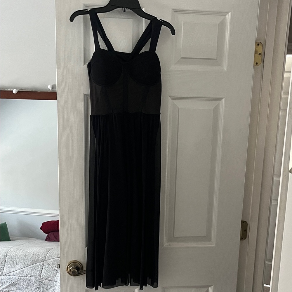 Elegant Black Sleeveless Dress/ dance costume. Custom made.